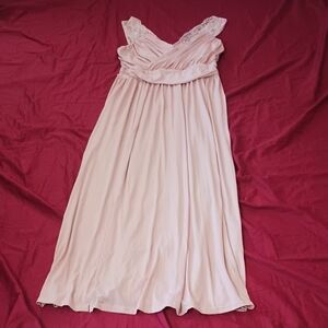 Dokotoo Pink Gown with Lace Straps Xl Spring Summer Wedding Formal Front Slit